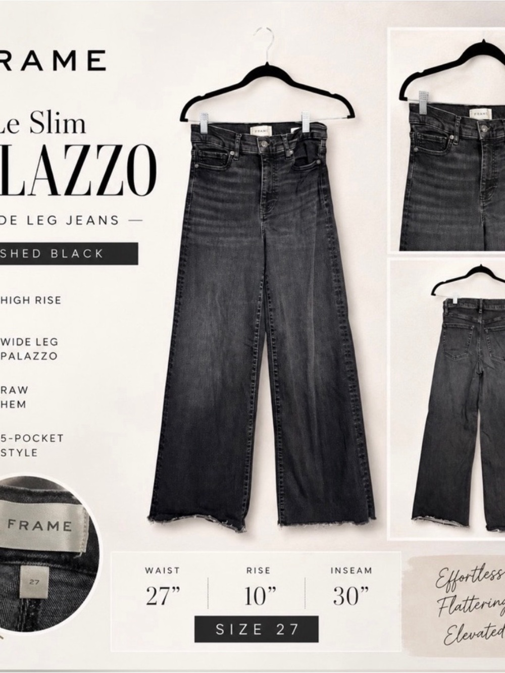 Frame Denim Washed Black Wide-Leg Palazzo Jeans